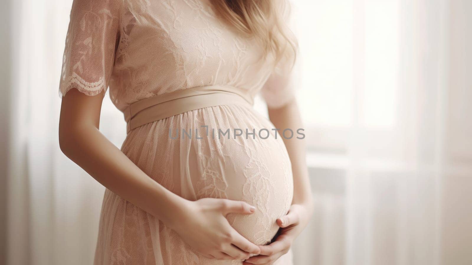 woman pregnant expecting maternity dress mom, ai by rachellaiyl