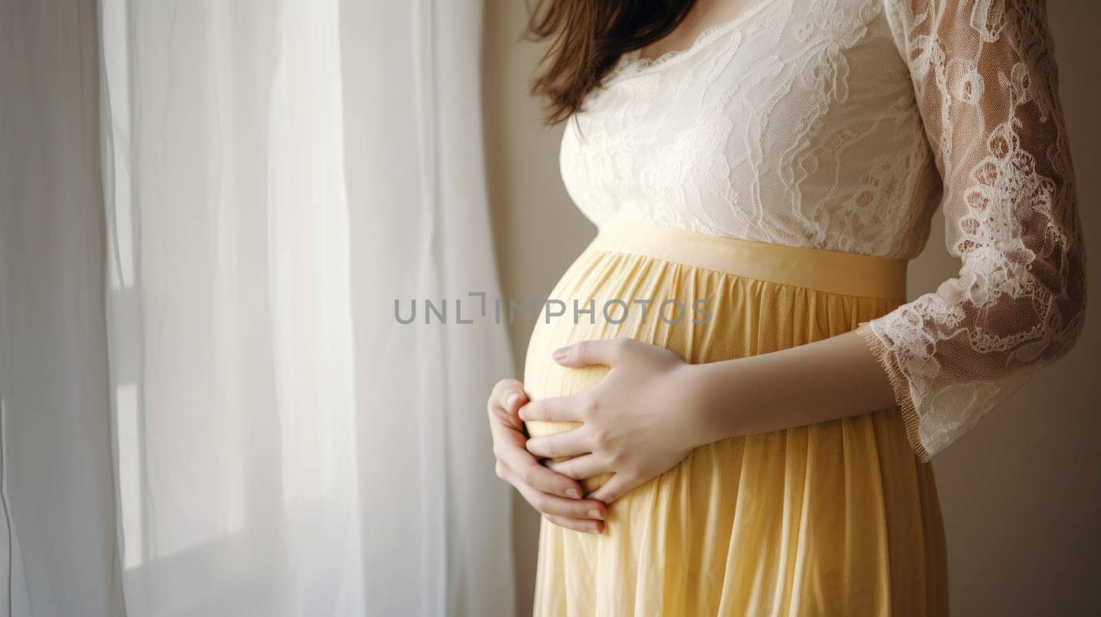 woman pregnant expecting maternity dress mom, ai by rachellaiyl