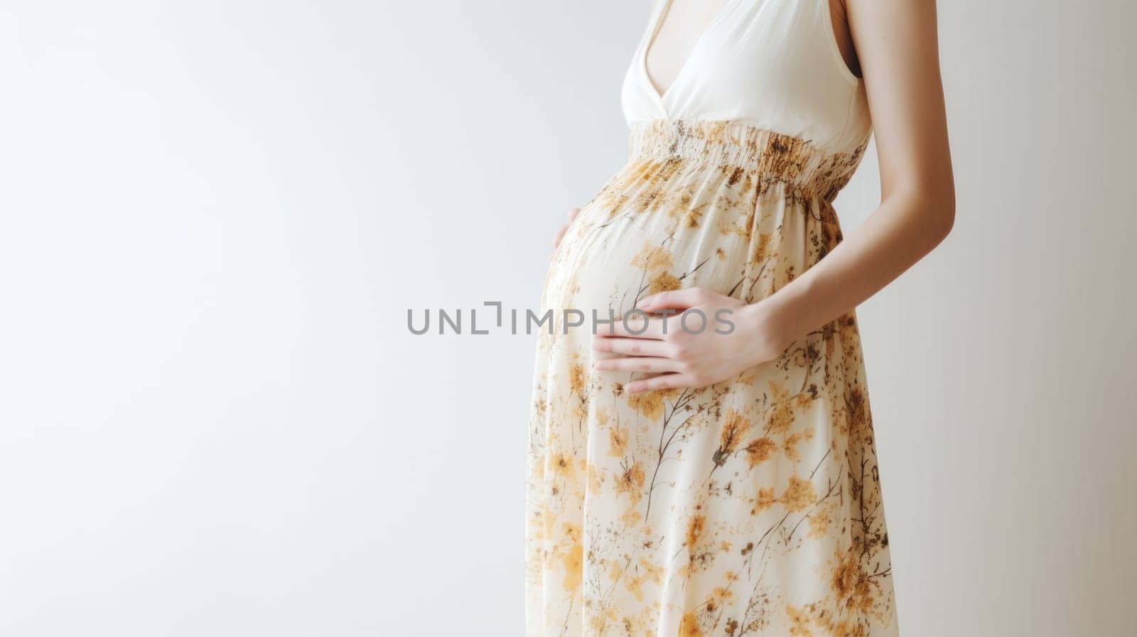 woman pregnant expecting maternity dress mom, ai by rachellaiyl