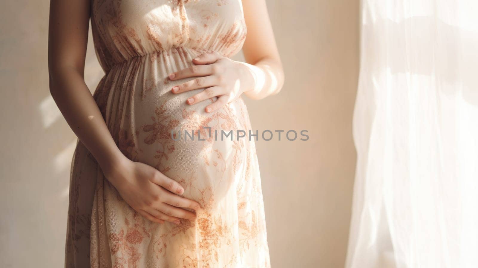 woman pregnant expecting maternity dress mom, ai by rachellaiyl