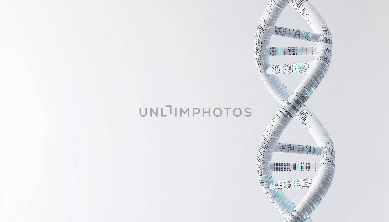 Glowing digital dna helix rotating, genetic engineering and gene manipulation concept