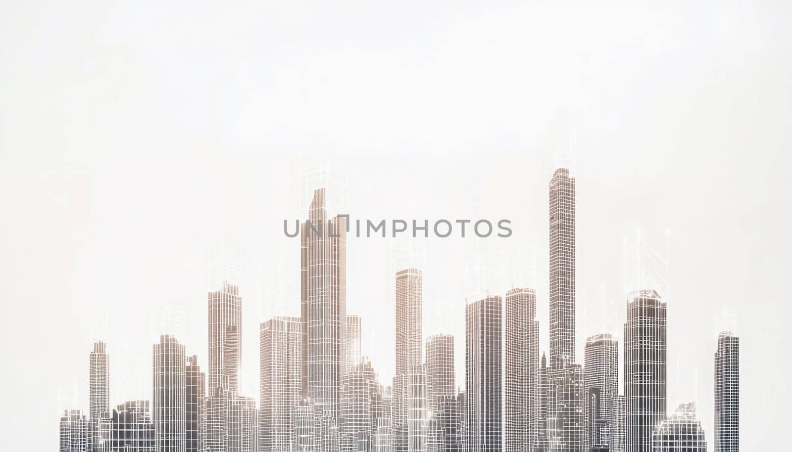 Abstract lines converge to form a modern city skyline, symbolizing architectural innovation, urban development, and the future of construction