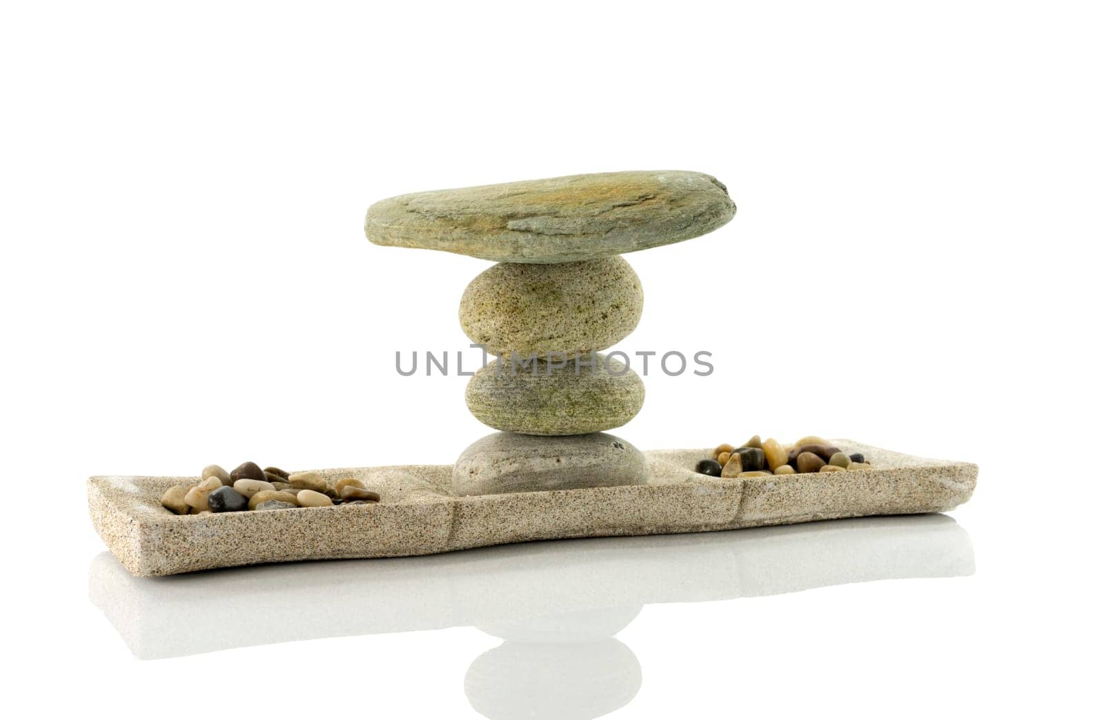 tower stack of stones in perfect balance isolated on white