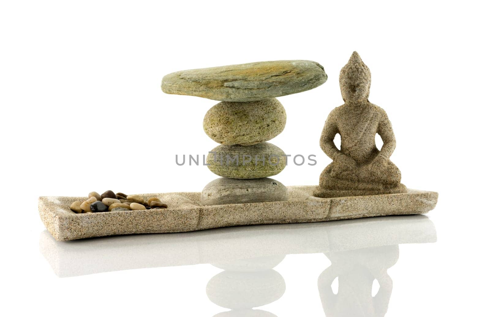 tower stack of stones in perfect balance isolated on white