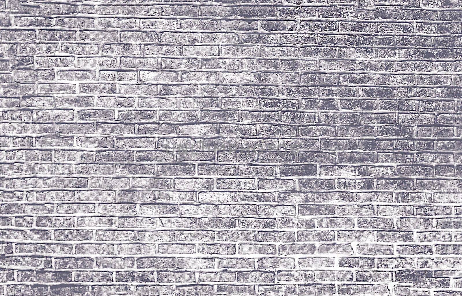 An abstract old brick wall in gray and white tones is depicted on paper