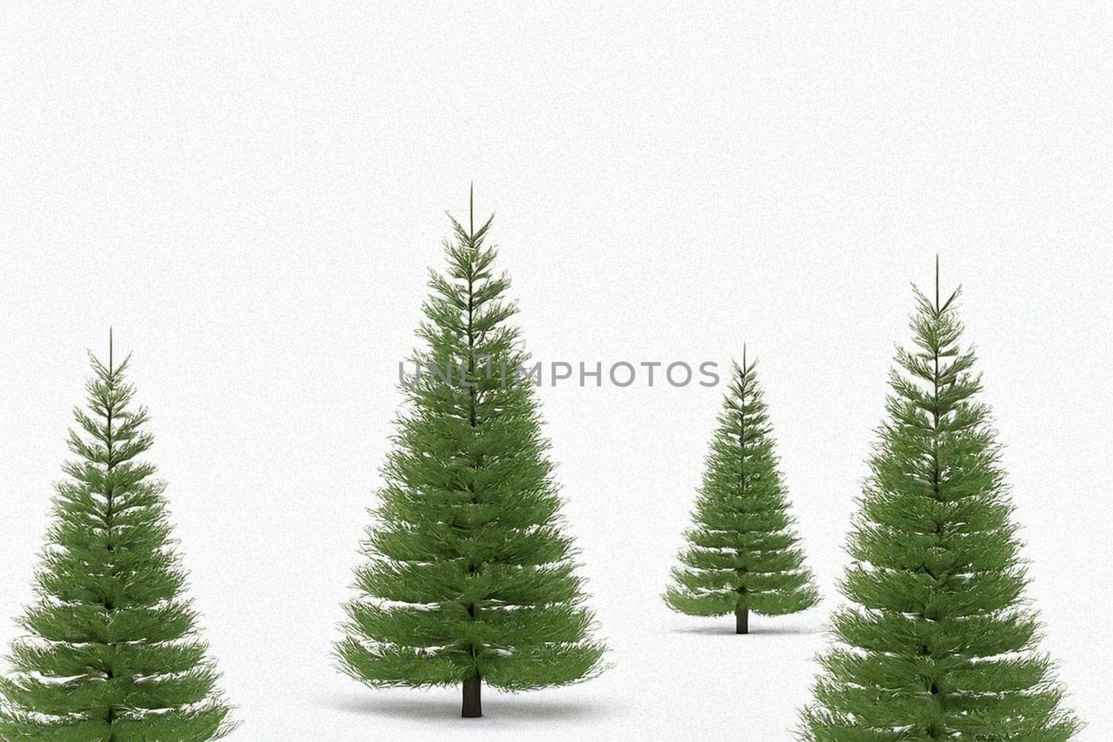 A simple and clean image featuring a row of small green Christmas trees against a plain white background, evoking feelings of minimalism and holiday cheer. ai generated