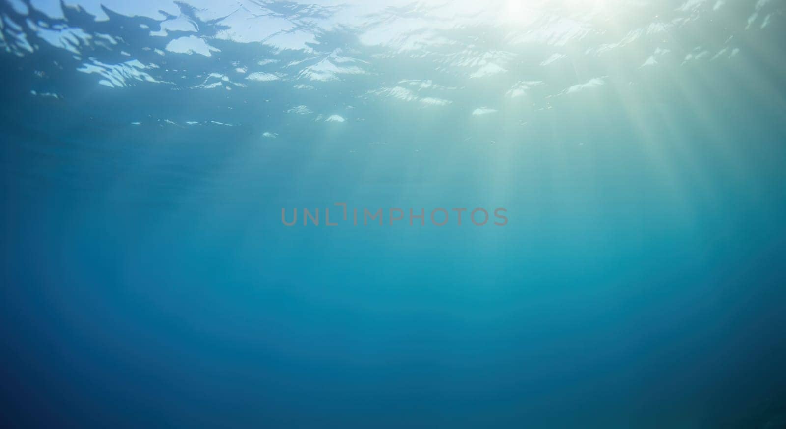 Sunlight filters through ocean waves, casting gentle rays upon the tranquil underwater scene. the serene blue tones create a peaceful ambiance, perfect for marine-themed designs, prints, or digital backgrounds.