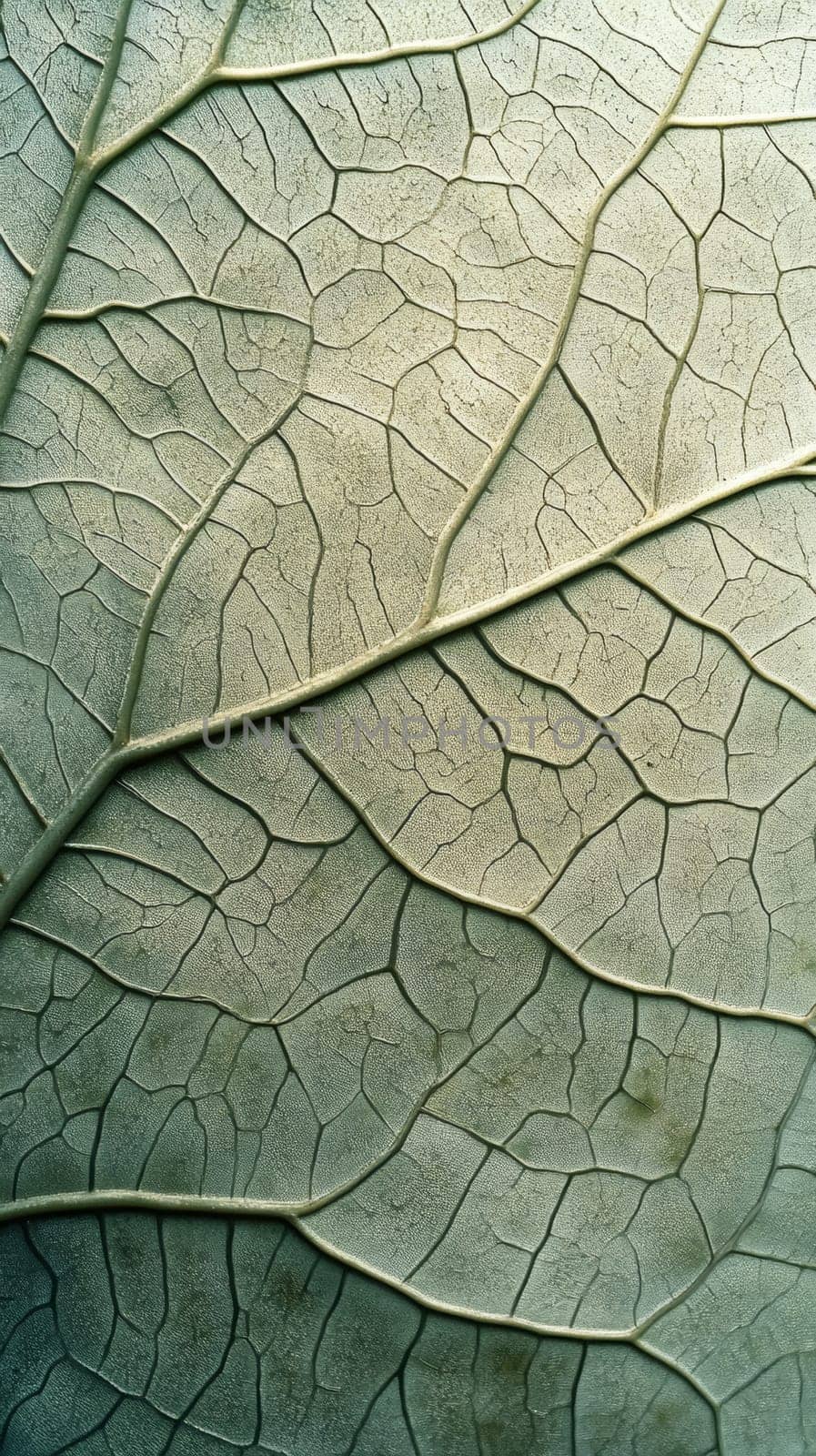 Close-up of a green leaf with detailed veins, natural texture, macro photography concept.