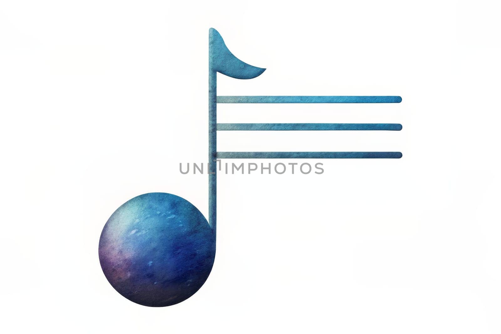 A vibrant musical note unfurls gracefully, adorned with brilliant hues of orange, blue, and cosmic sparkles. This artistic representation reflects the joy and creativity music brings, evoking a sense of wonder as colors flow together like melodies in the air.