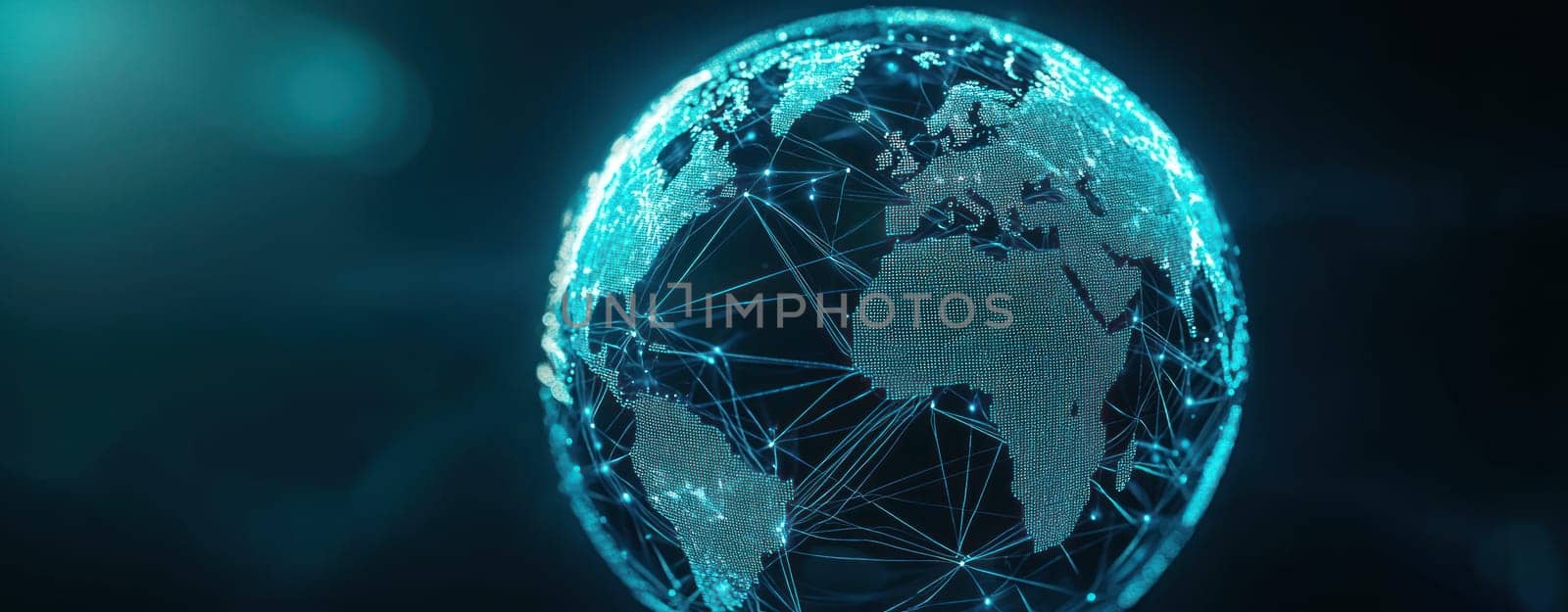 digital globe with interconnected lines representing global connectivity and technology.