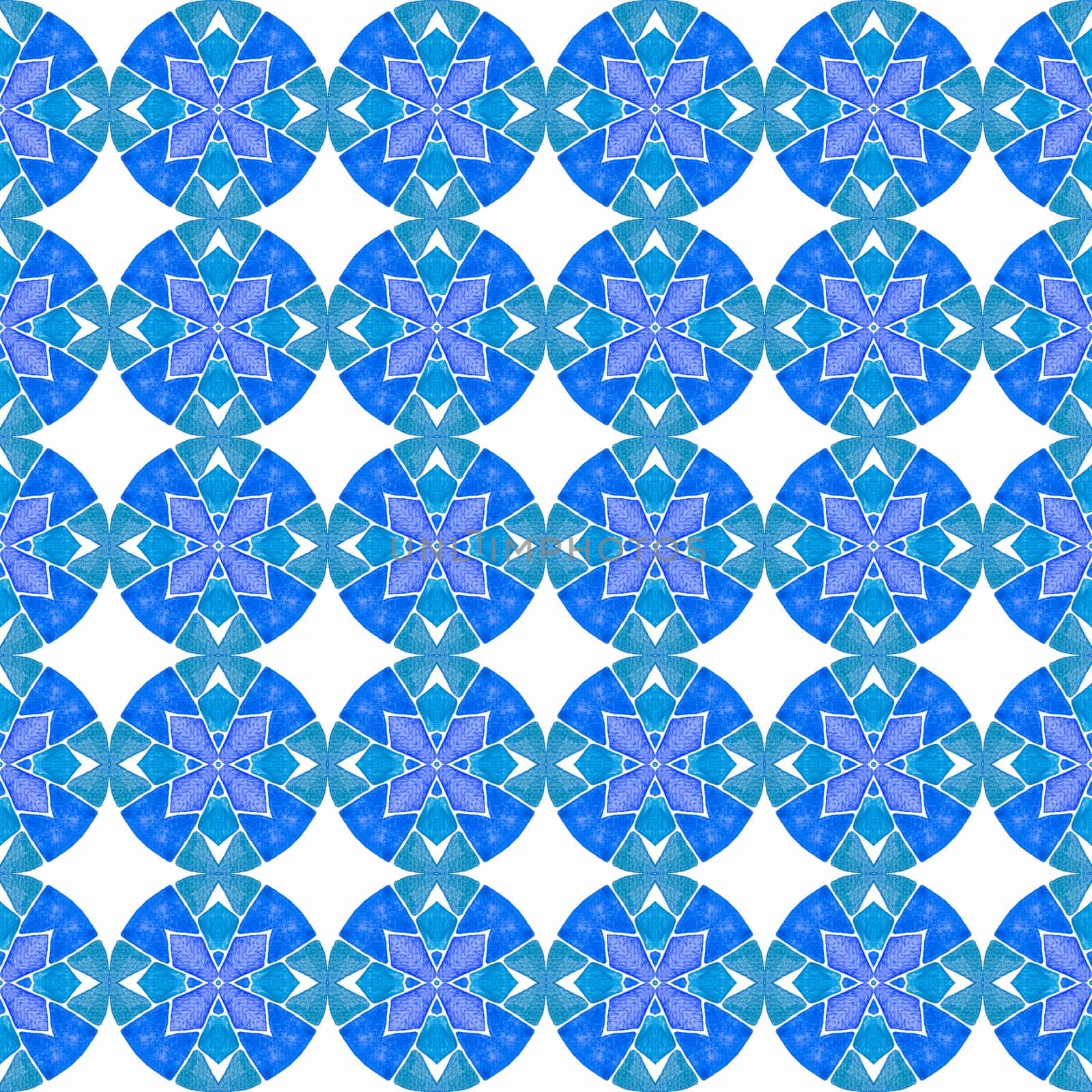 Textile ready wonderful print, swimwear fabric, wallpaper, wrapping. Blue rare boho chic summer design. Ethnic hand painted pattern. Watercolor summer ethnic border pattern.