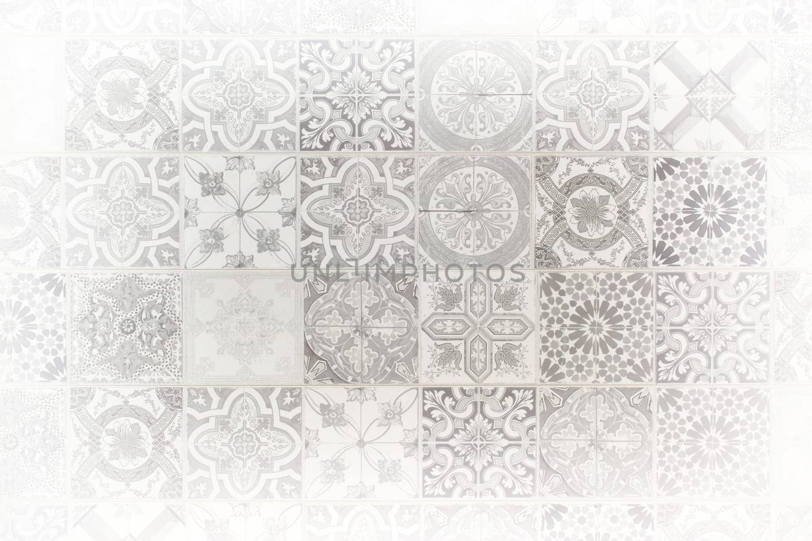 Discover a stunning, carefully curated collection of beautiful vintage tile patterns showcased in soft monochrome tones
