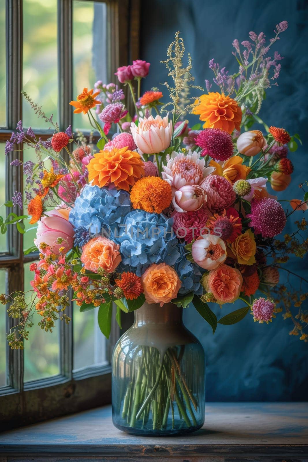 A breathtakingly stunning bouquet filled with an array of colorful flowers, perfect for brightening up any space