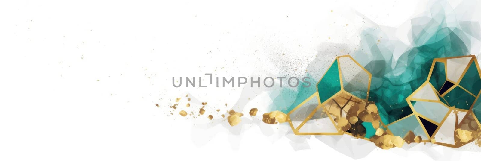 Abstract watercolor artwork mixed with buzzy geometric shapes for background of social media banner generative AI image