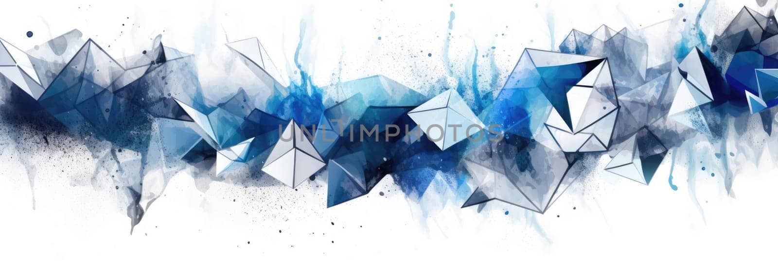 Abstract watercolor artwork mixed with buzzy geometric shapes for background of social media banner generative AI image