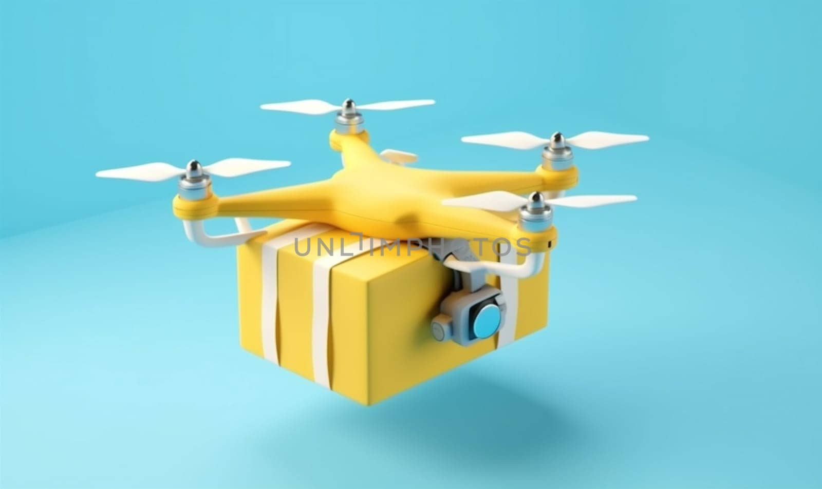 drone cargo air helicopter fly aircraft fast delivery technology blue. Generative AI. by Vichizh