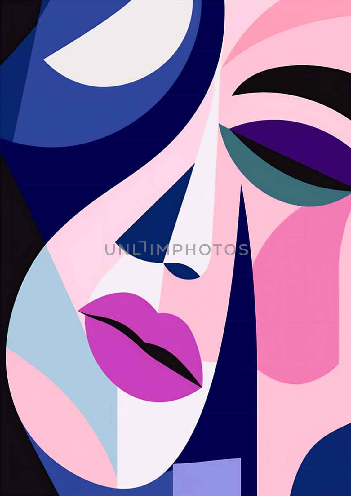 woman cubist man fashion modern cubism portrait face abstract graphic poster. Generative AI. by Vichizh