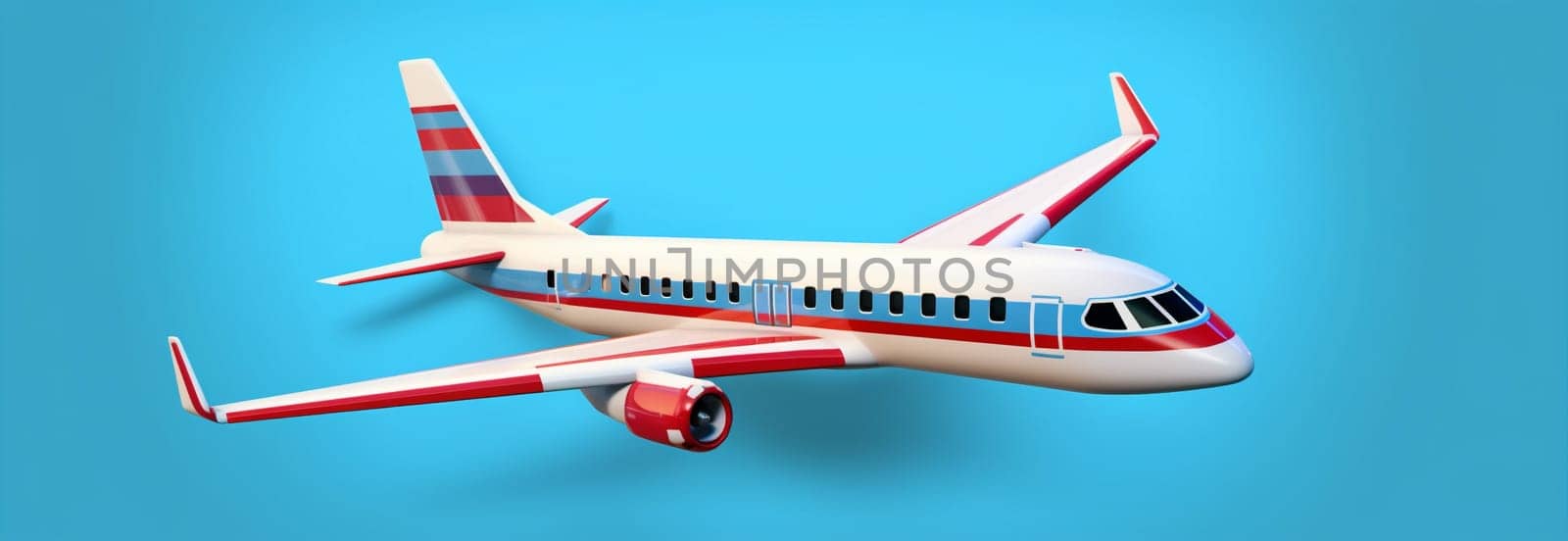 vacation design aircraft background flight trip business aviation space flat air fly airline travel red wing plane white aeroplane blue jet. Generative AI.