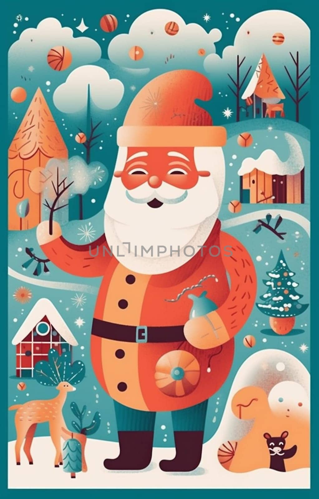 man cute house mug male holiday merry christmas home claus santa. Generative AI. by Vichizh