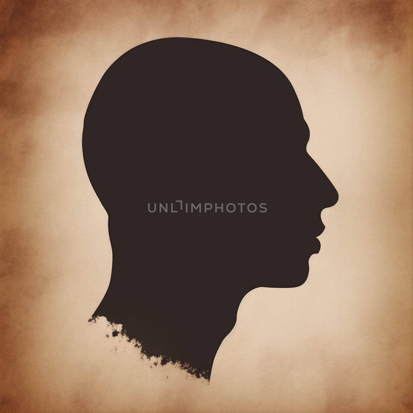 silhouette man profile portrait black head contrast isolated symbolic american ethnic leaf guy face poster model drawing concept african color avatar. Generative AI.