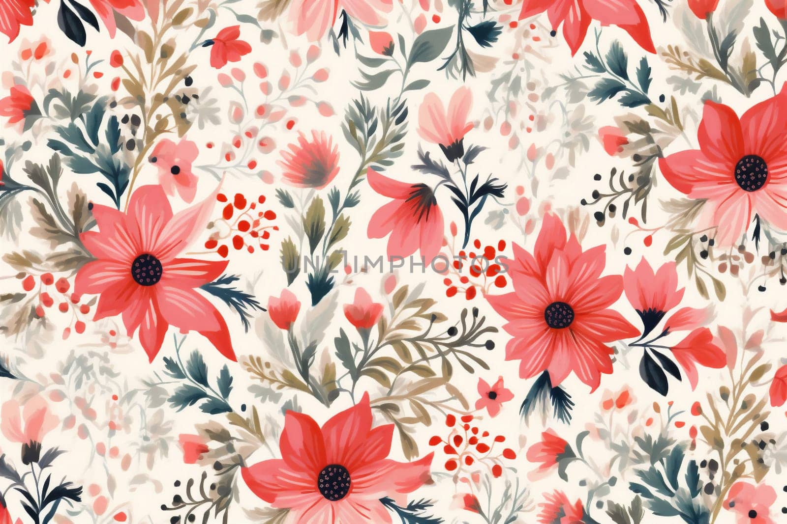 drawing textile spring flower art leaf fabric pattern wallpaper summer. Generative AI. by Vichizh