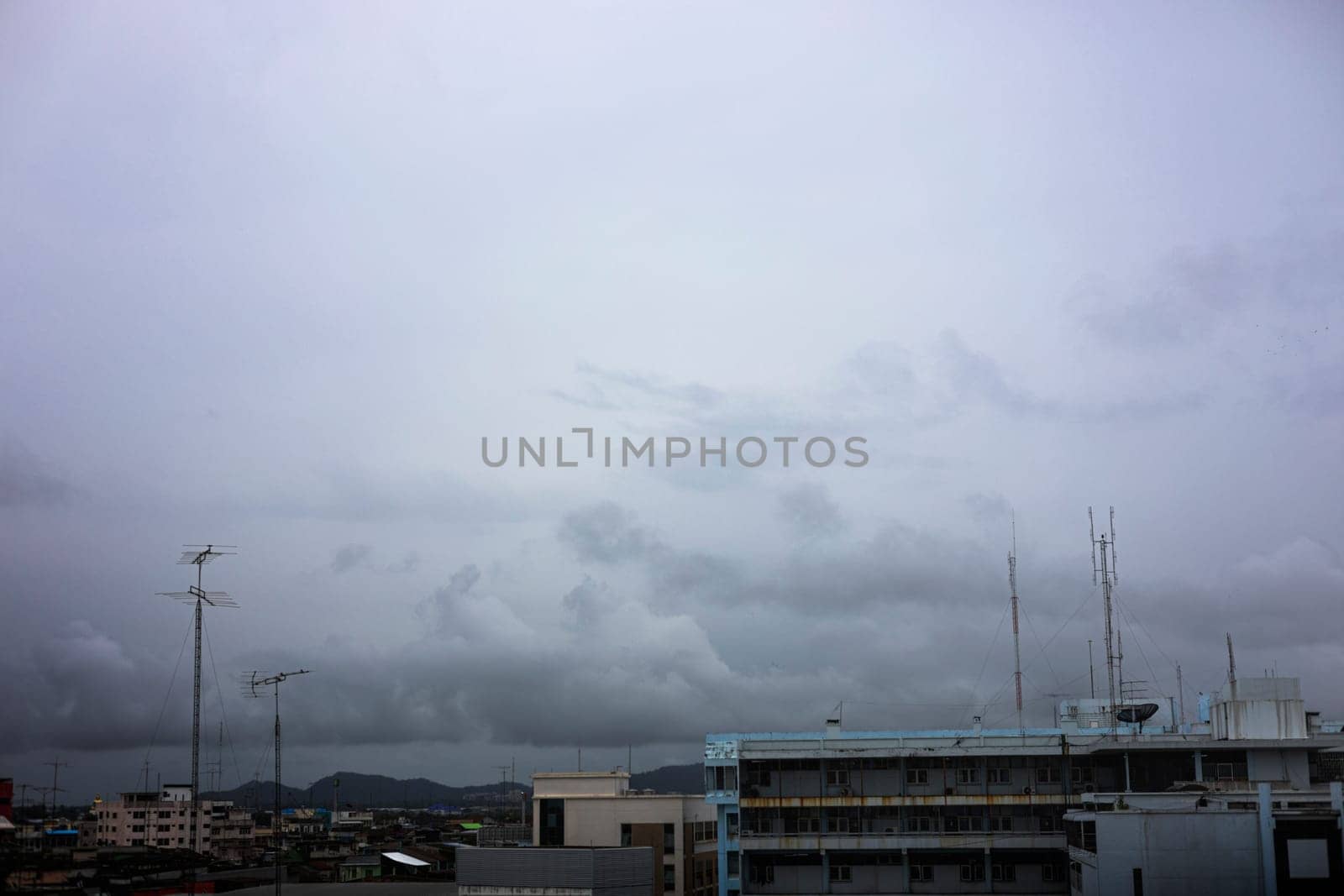 Aerial view of Thailand in rainy day. 