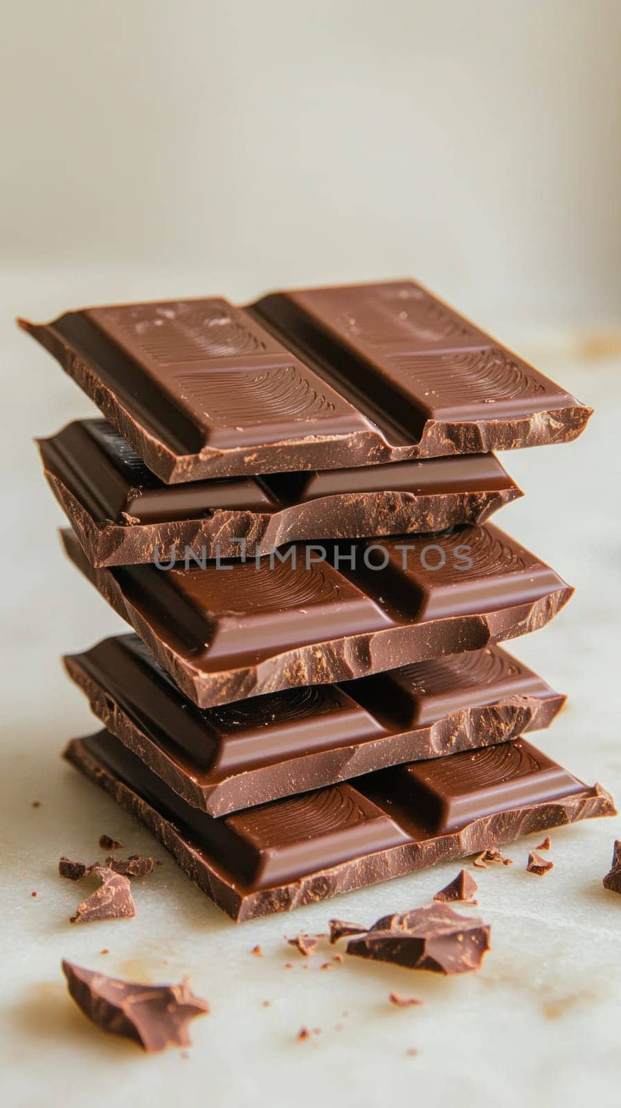 Indulge in the rich, smooth flavor of dark chocolate with this tempting stack of bars, perfect for satisfying cravings