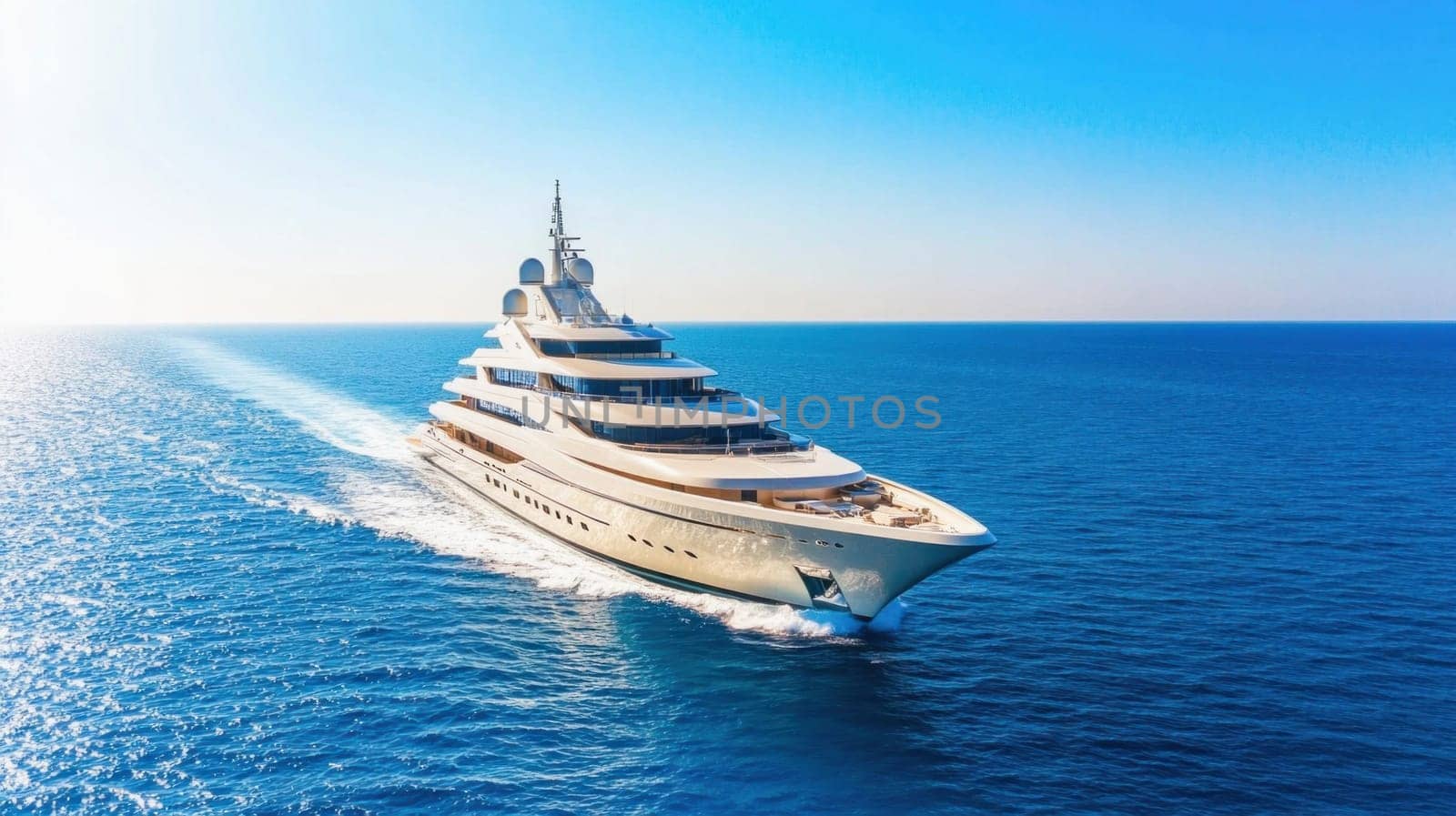 Large luxury yacht sailing on a beautiful sunny day in the ocean