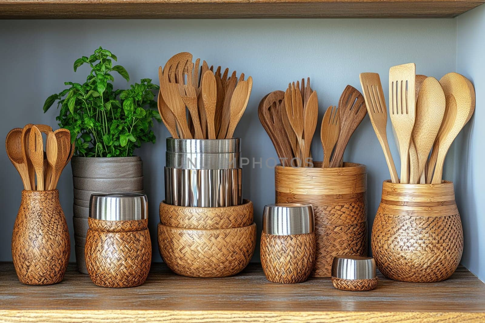 Sustainable utensils: wooden kitchen essentials crafted for eco-friendly atmosphere, environmentally conscious living, healthy cooking practices while promoting benefits of natural materials