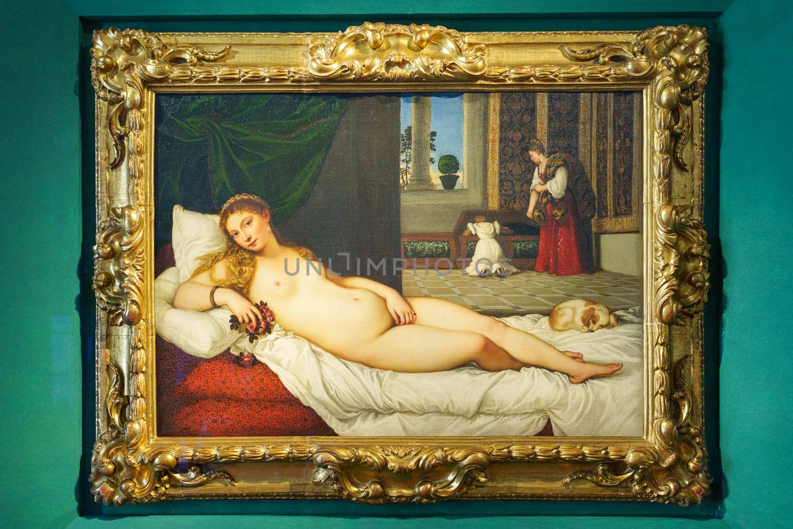 Florence, Italy, January 4, 2024: Venus of Urbino. Tiziano. Uffizi gallery