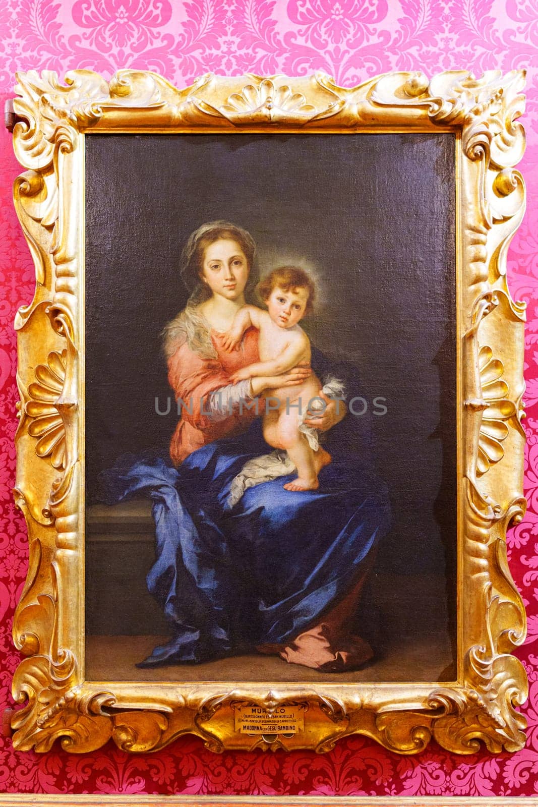 Florence, Italy, January 4, 2024: Virgin and child Jesus. Murillo