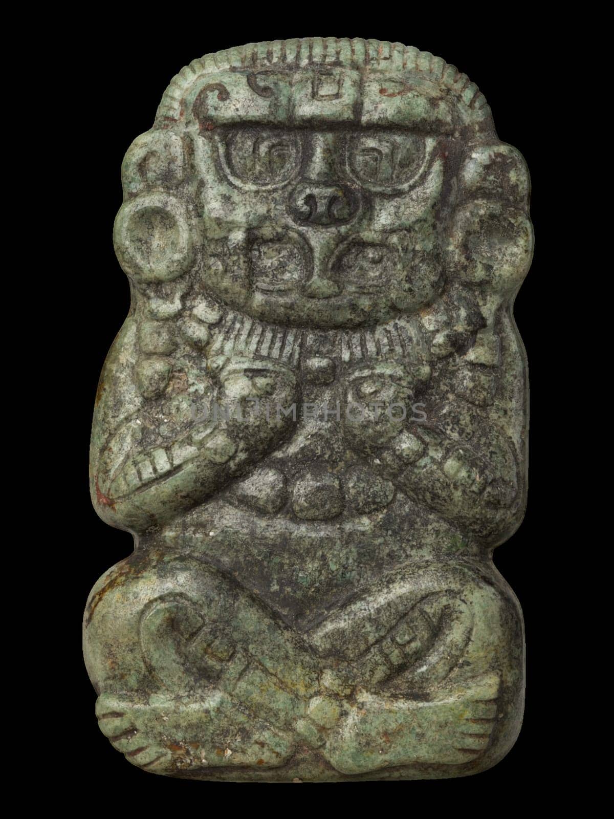 A green jade sculpture of a Maya deity, dating back to the 3rd-6th century.