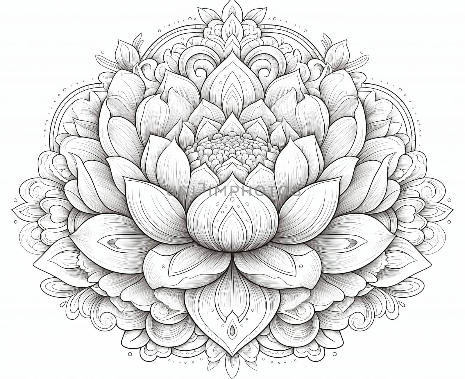Coloring for children and adults flowers on a white background