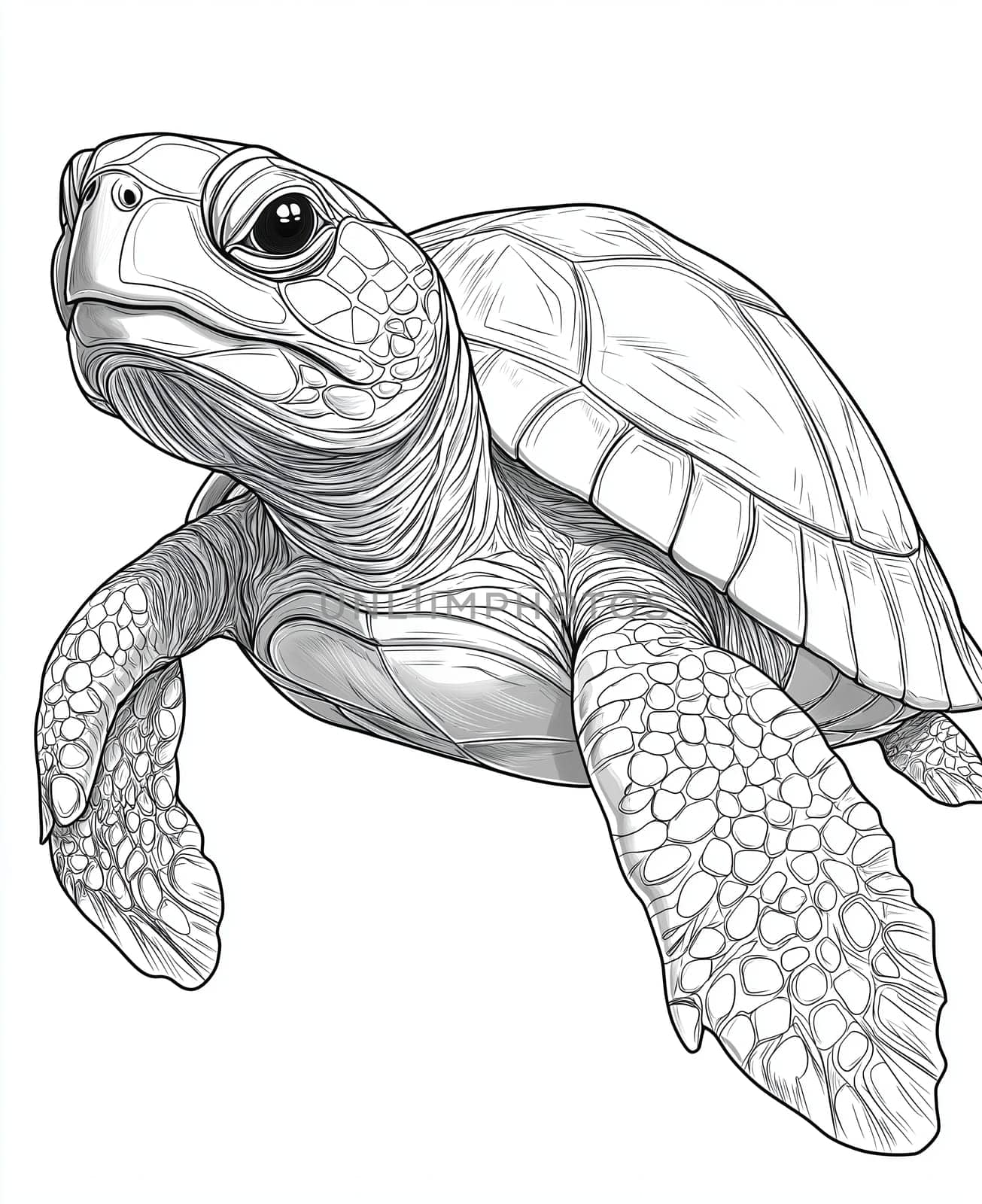 Coloring page for kids and adults, animal turtle