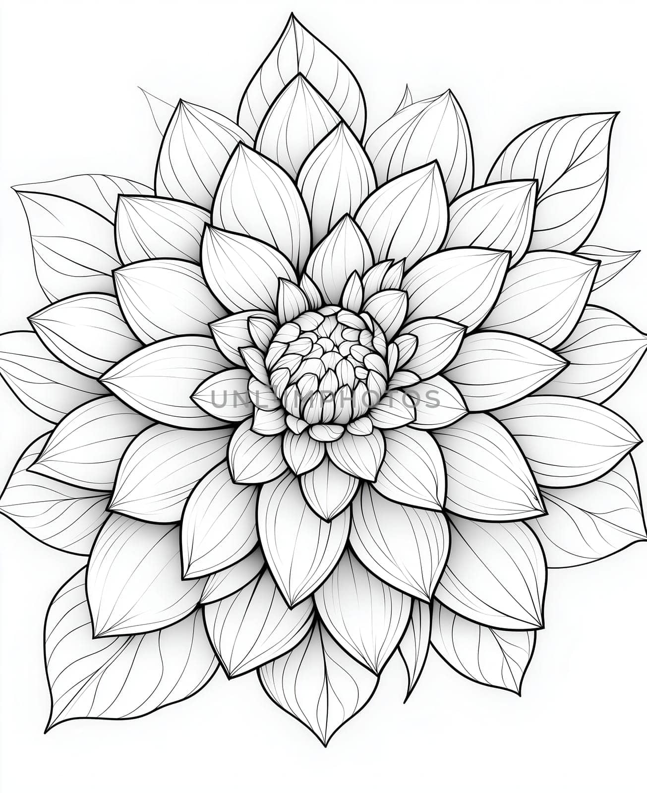 Coloring for children and adults flowers on a white background