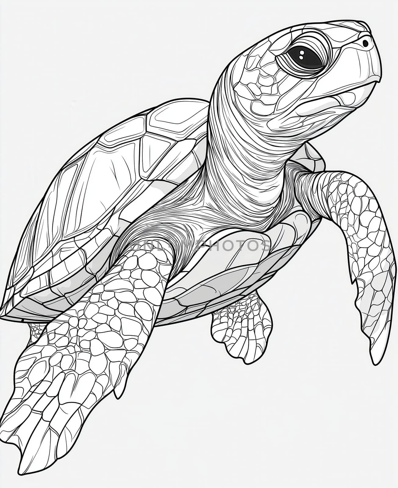 Coloring page for kids and adults, animal turtle