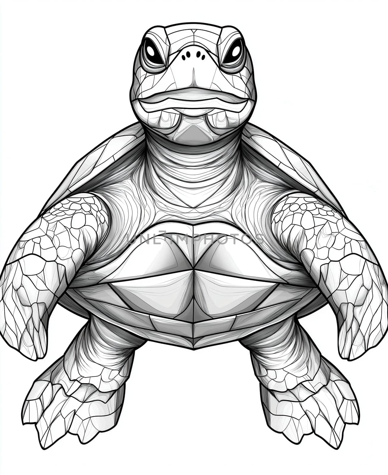 Coloring page for kids and adults, animal turtle