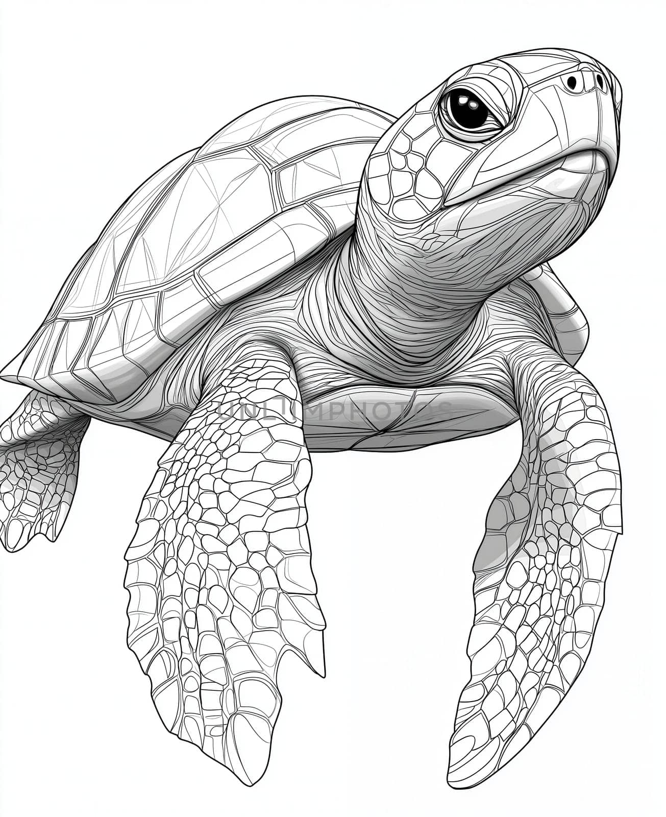 Coloring page for kids and adults, animal turtle