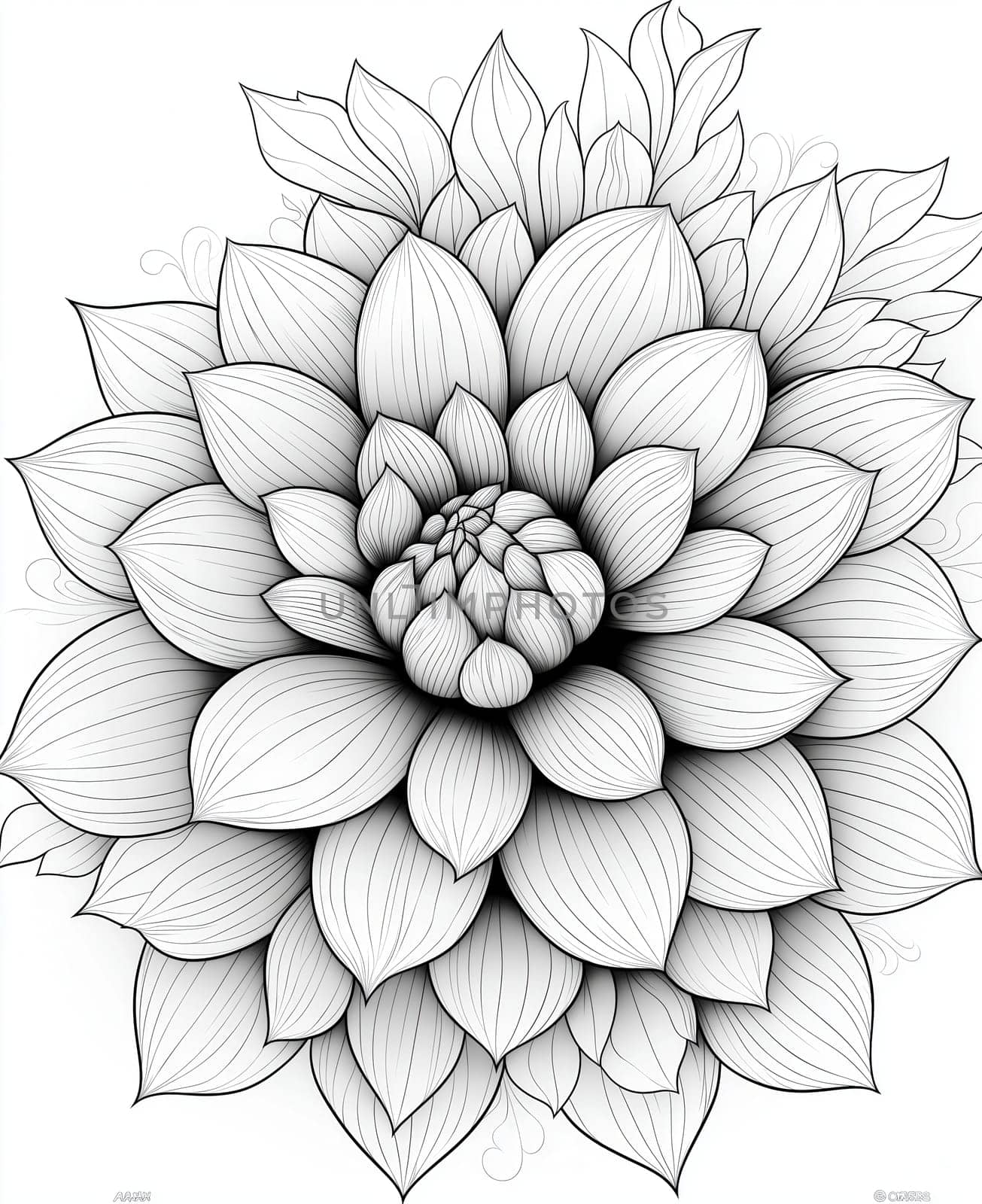 Coloring for children and adults flowers on a white background