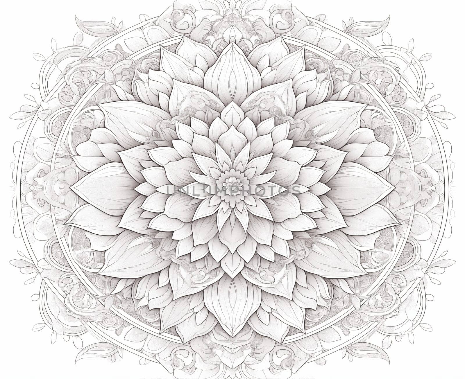 Coloring for children and adults flowers on a white background