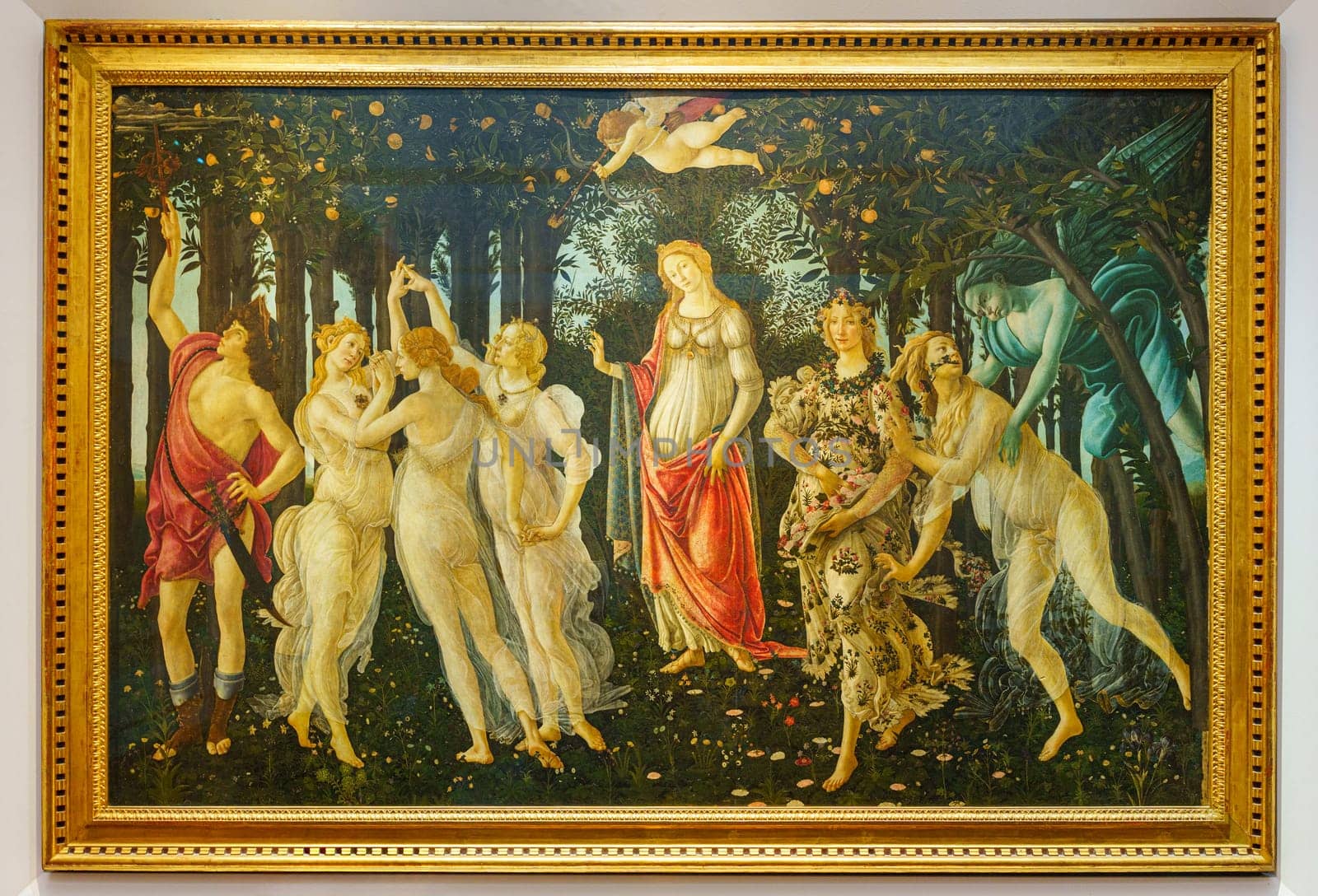 Florence, Italy, January 4, 2024: Spring. Sandro Botticelli. Uffizi Gallery painting, Florence