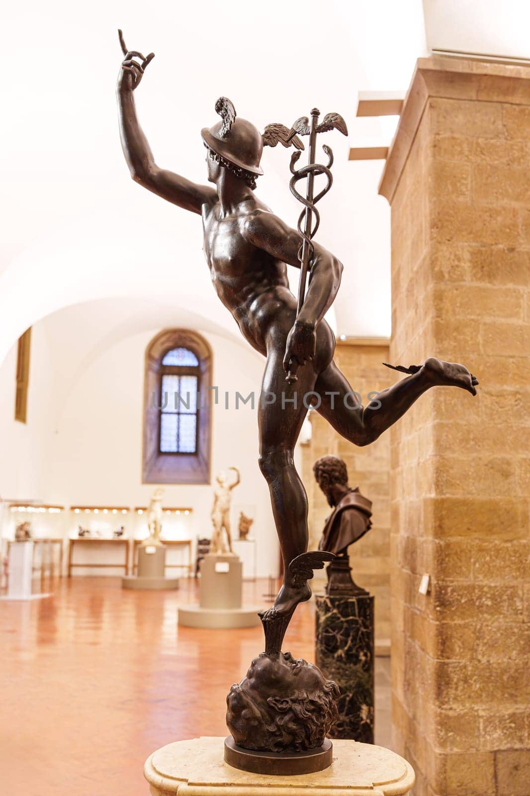 Florence, Italy, January 6, 2024: Flying Mercury. Giambologna. Bargello Museum