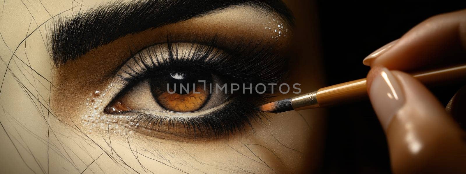 Creating abstract portrait of female face. Selective focus.