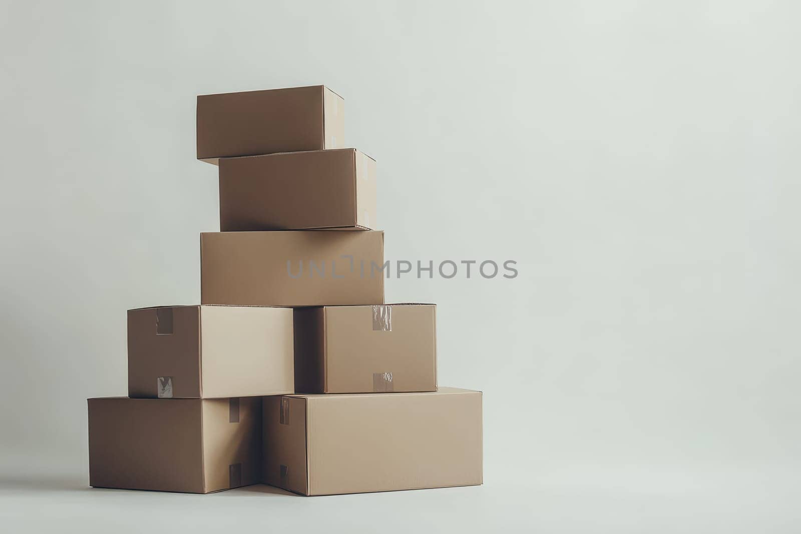 Stack of cardboard boxes isolated on white background..