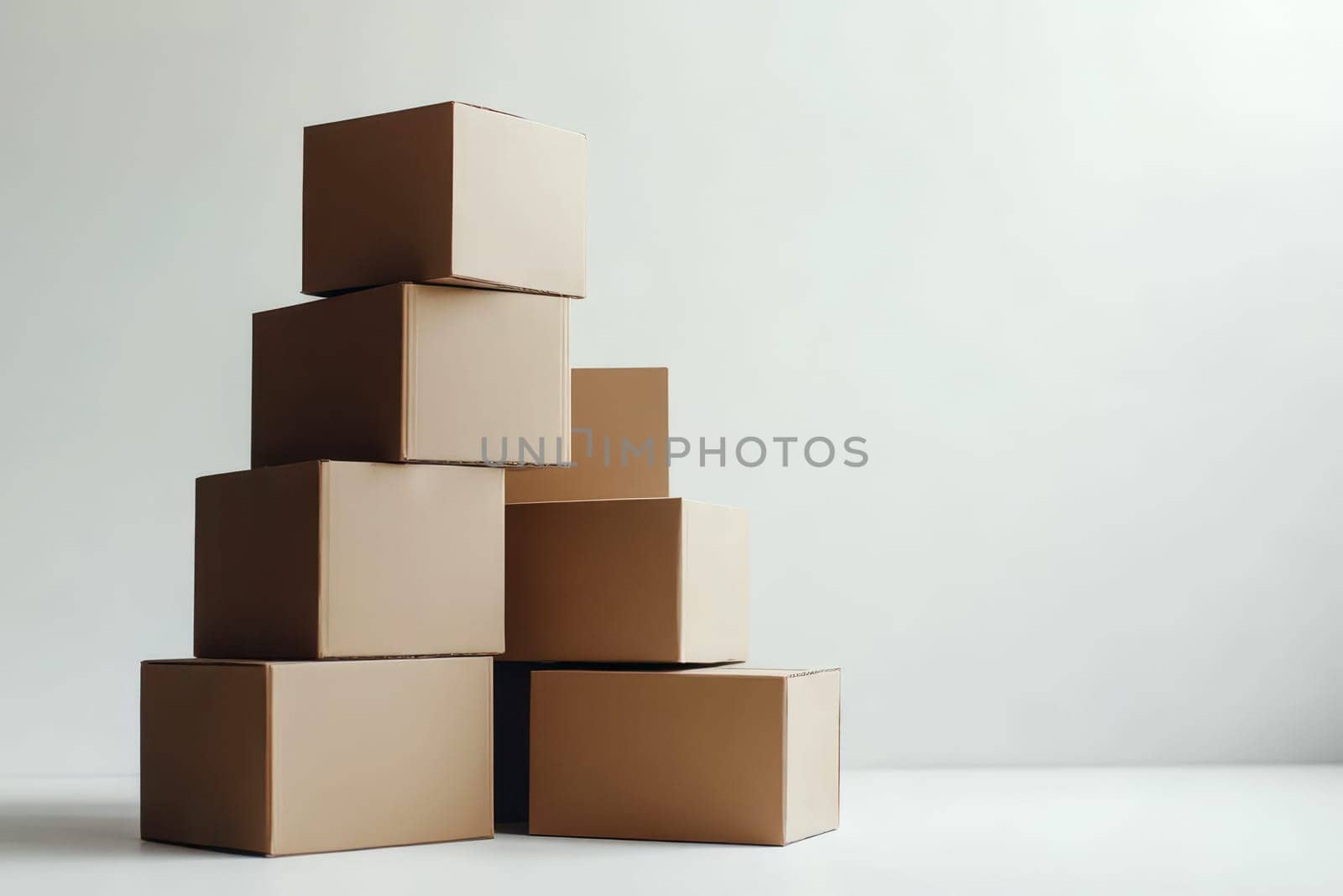 Stack of cardboard boxes isolated on white background..