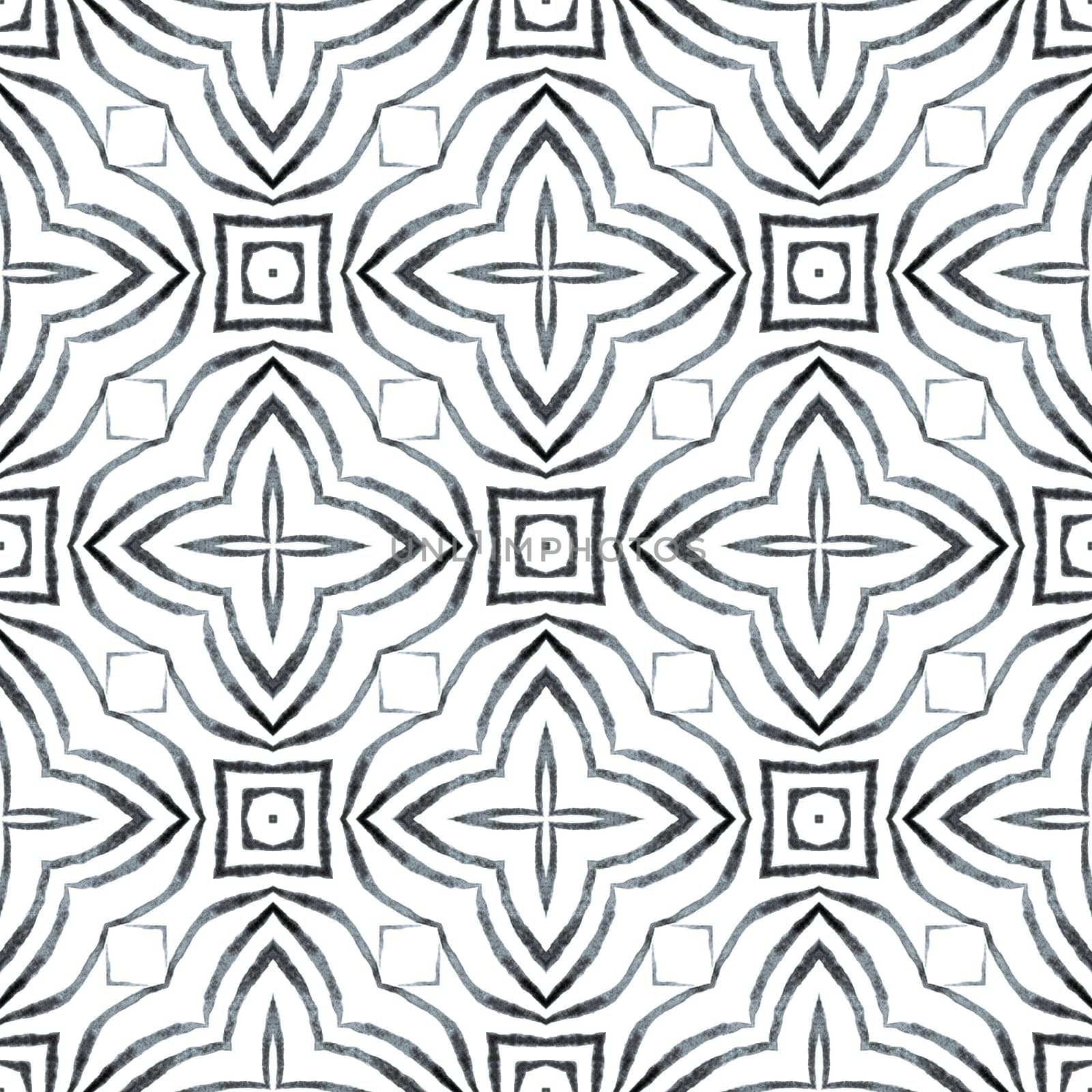 Striped hand drawn design. Black and white extraordinary boho chic summer design. Repeating striped hand drawn border. Textile ready fascinating print, swimwear fabric, wallpaper, wrapping.