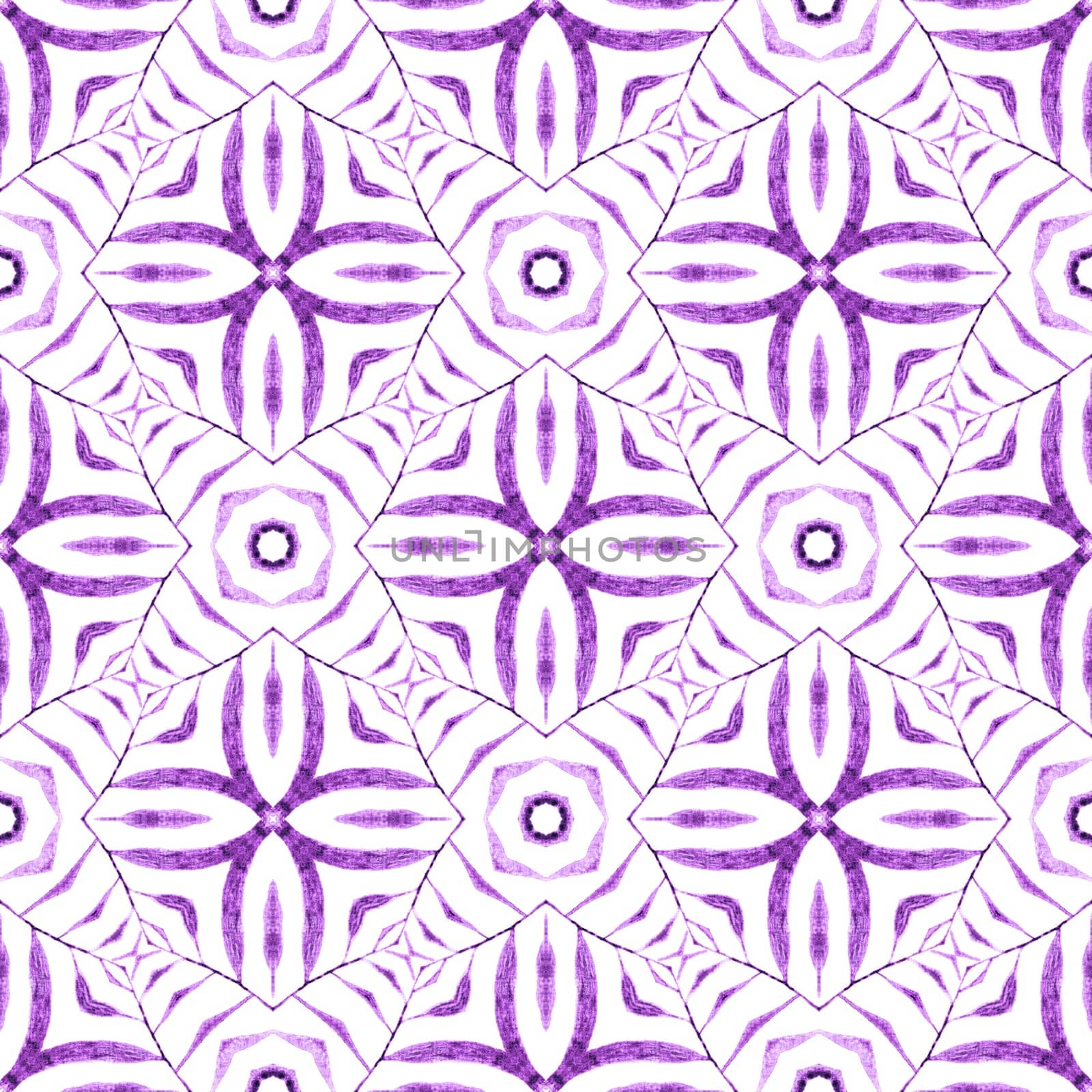Chevron watercolor pattern. Purple magnificent boho chic summer design. Green geometric chevron watercolor border. Textile ready imaginative print, swimwear fabric, wallpaper, wrapping.