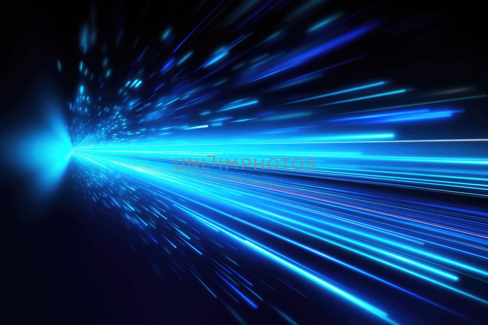 Fiber optic light transfer futuristic background. Cyberspace and background. Generative AI by itchaznong