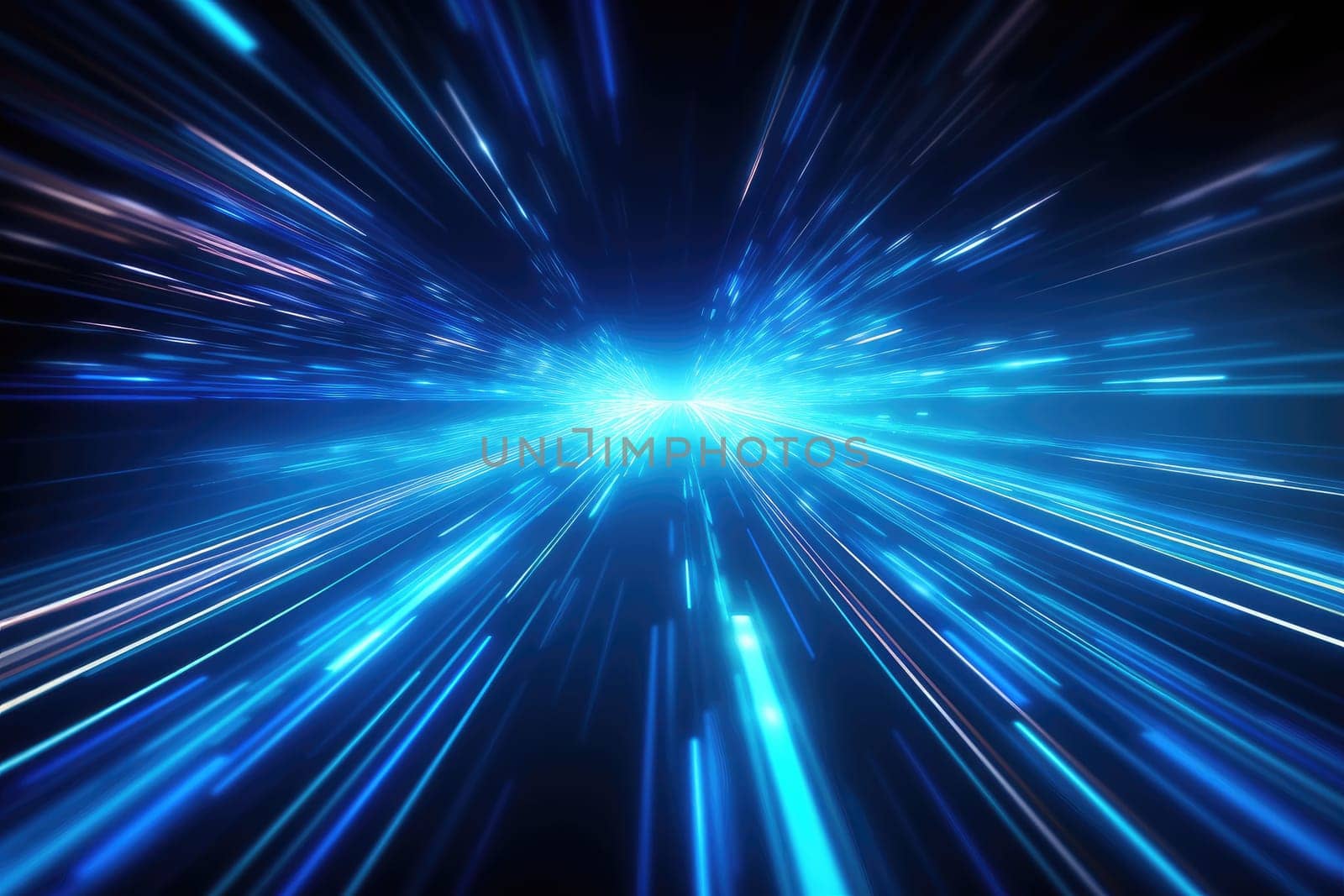 Fiber optic light transfer futuristic background. Cyberspace and background. Generative AI by itchaznong