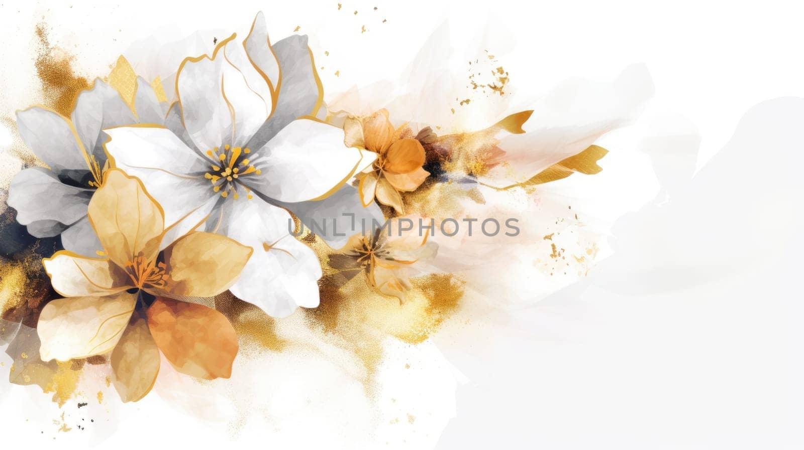 Watercolor abstract design for background of wedding or buzzy social media banner on white background generative AI